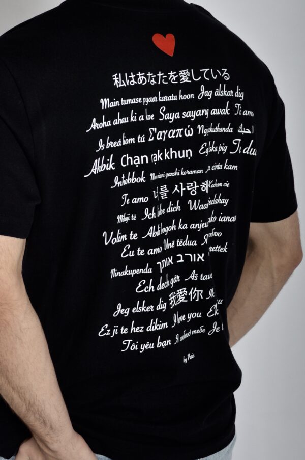 T-shirt classique noir je t'aime by Paris - détail arrière